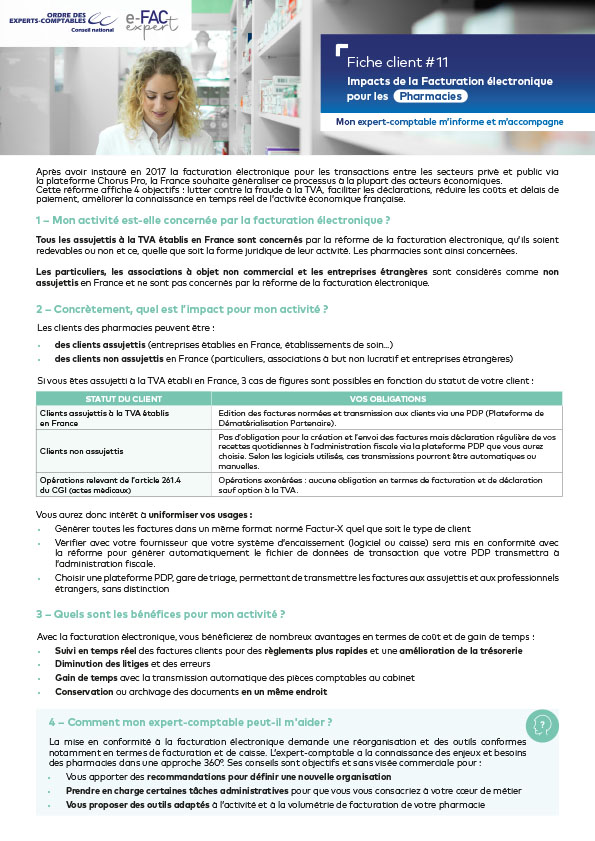 Impacts de la Facturation �lectronique pour les Pharmacies