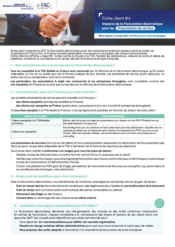 Impacts de la Facturation �lectronique pour les Prestataires de service