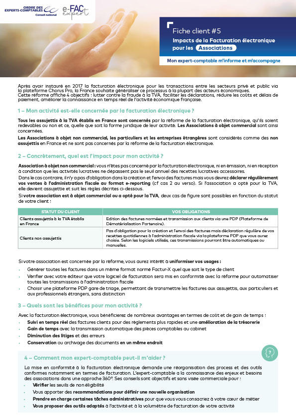 Impacts de la Facturation �lectronique pour les Associations