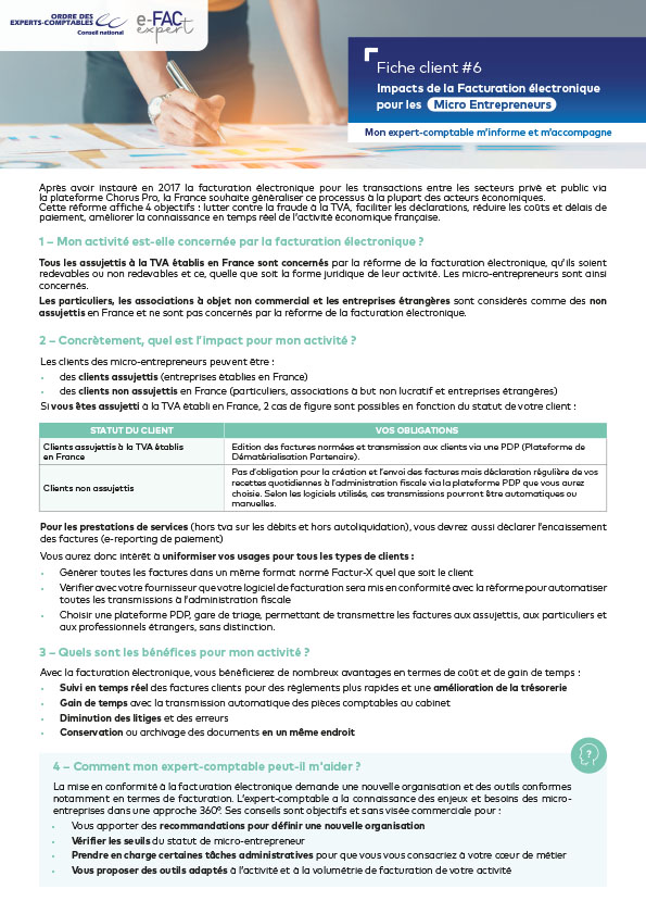 Impacts de la Facturation �lectronique pour les Micro Entrepreneurs